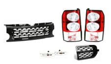 LR DISCOVERY 3 CLEAR LED TAIL LIGHTS, FRONT BLACK GRILLE UPGRADE KIT & VENT