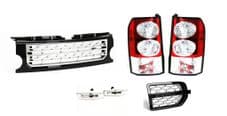 LR DISCOVERY 3 CLEAR LED TAIL LIGHTS FRONT BLACK & SILVER GRILLE KIT & VENT