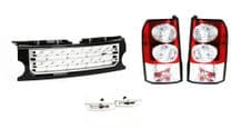 LR DISCOVERY 3 CLEAR LED TAIL LIGHTS, FRONT BLACK & SILVER GRILLE UPGRADE KIT