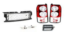 LR DISCOVERY 3 CLEAR LED TAIL LIGHTS FRONT GREY & SILVER GRILLE KIT & VENT