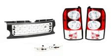 LR DISCOVERY 3 CLEAR LED TAIL LIGHTS, FRONT GREY & SILVER GRILLE UPGRADE KIT