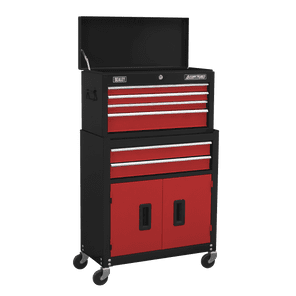 Top chest & Roll cab Combination 6 Drawer with Ball-Bearing Slides  Red