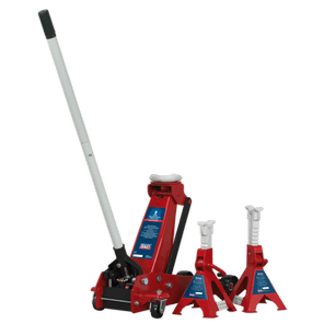 Trolley Jack 3tonne Standard Chassis with Axle Stands (Pair) 3tonne Capacity per Stand