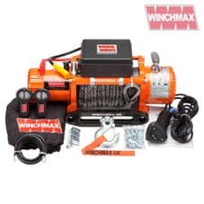 WINCHMAX 13,500LB (6,123KG) ORANGE 12V ELECTRIC WINCH. 28M X 11MM DYNEEMA ROPE, TWIN WIRELESS REMOTE