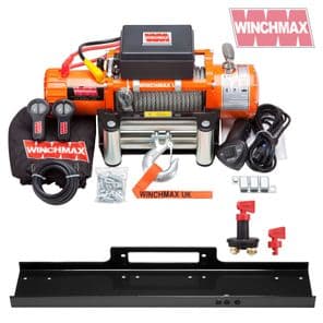 WINCHMAX 13,500LB (6,123KG) ORIGINAL ORANGE 12V ELECTRIC WINCH. 26M X 9.5MM STEEL ROPE, MOUNTING PLA