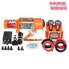 WINCHMAX 5,000LB (2,268KG) ORIGINAL ORANGE 12V WINCH. 15M X 5MM STEEL ROPE, 1/4 INCH CLEVIS HOOK,