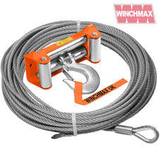 WINCHMAX STEEL ROPE 26M X 12MM, HOLE FIX. ROLLER FAIRLEAD. 1/2 INCH CLEVIS HOOK.
