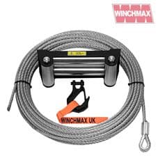 WINCHMAX STEEL ROPE 26M X 9.5MM, HOLE FIX. ROLLER FAIRLEAD. 3/8 INCH TACTICAL HOOK.