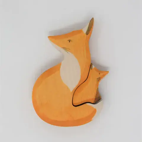 Eric & Albert, Wooden Snuggling Foxes