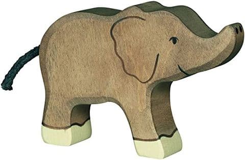 Holztiger, Elephant, Small, Trunk Raised