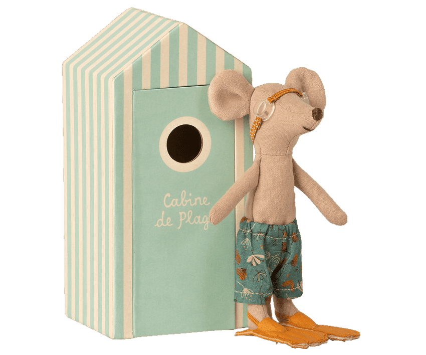Maileg, Beach Mice, Big Brother in Cabin de Plage