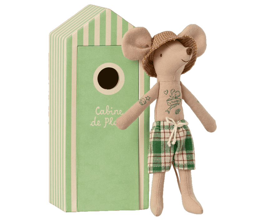Maileg, Beach Mice, Dad in Cabin de Plage