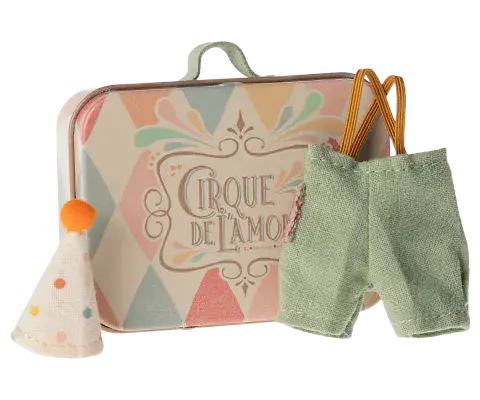 Maileg, Clown clothes in suitcase, Little brother mouse