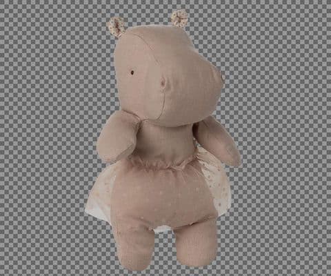 Maileg, Safari friends, Hippo with skirt, Small - Soft rose