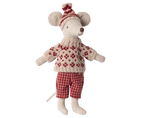 Maileg, Winter mouse with ski set, Mum - Red