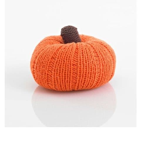 Pebble, Knitted Vegetable Rattle Pumpkin, Orange