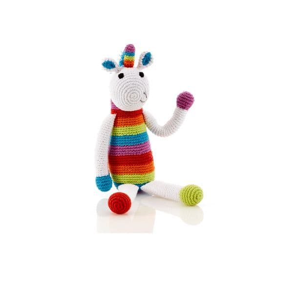 Pebble, Rainbow Unicorn Rattle - Medium