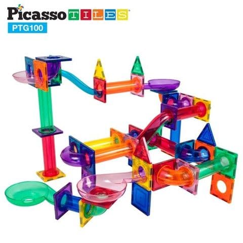 Picasso Tiles, 100 Piece Magnetic Marble Run Track