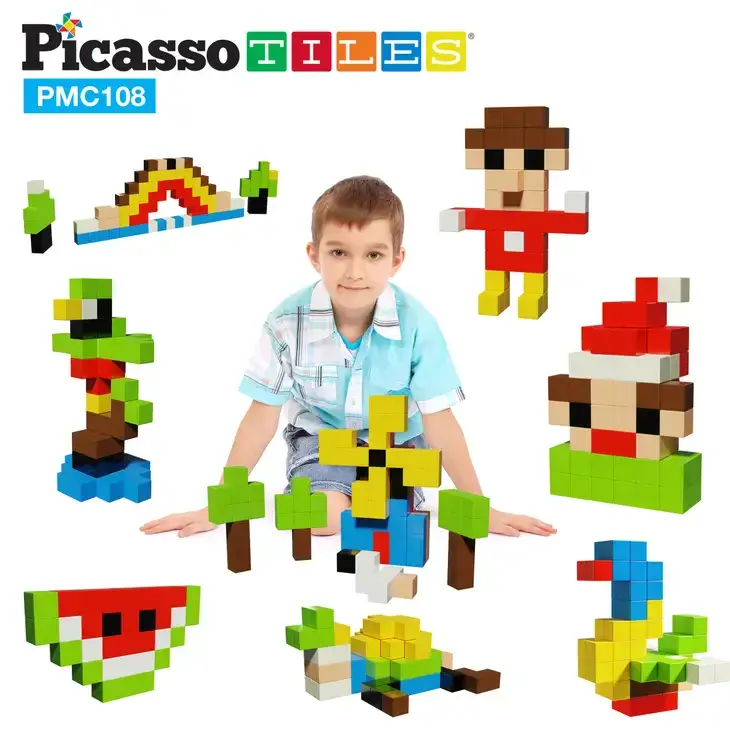 Picasso Tiles, 108 Piece Magnetic Puzzle Cube Set