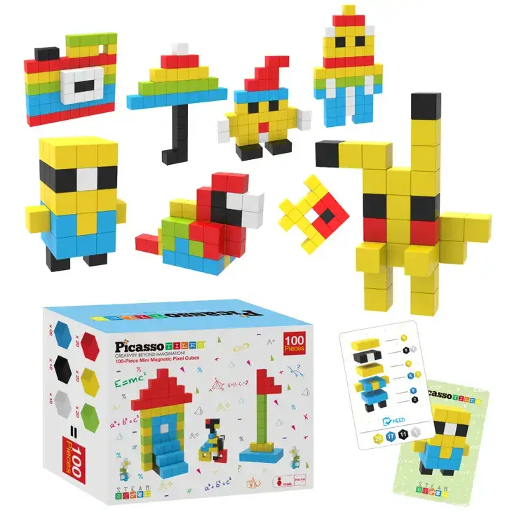 Picasso Tiles, Mini Magnetic Cube Set - 100pc