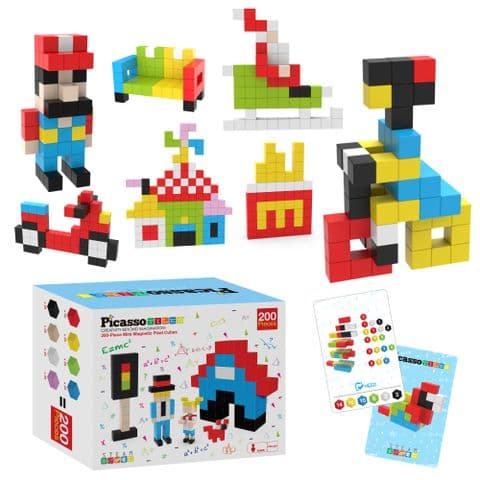Picasso Tiles, Mini Magnetic Cube Set - 200pc