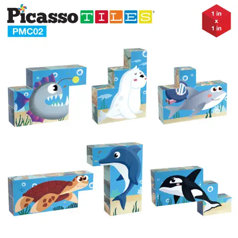Picasso Tiles, Mini Puzzle Cube Sea Ocean Animal Set