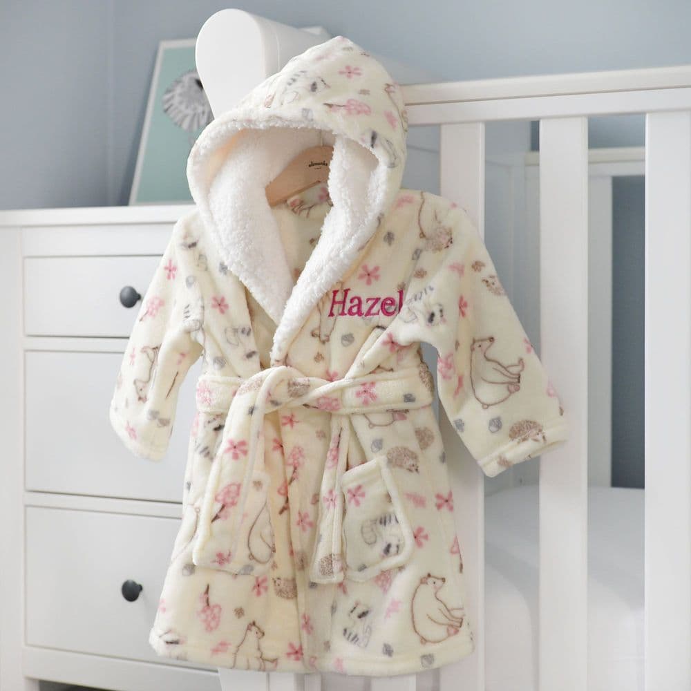 Personalised Woodlands Animal Print Dressing Gown