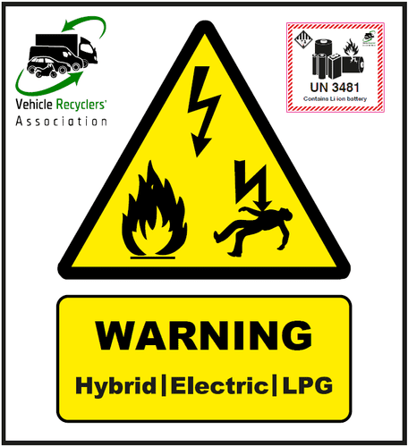 Hybrid Warning Label - with battery symbol