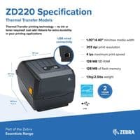 Zebra ZD220 Thermal Transfer Parts Tag & Label Printer – 203dpi