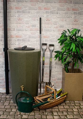185 Litre Water Butt  Green Marble Midi Metro