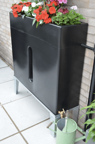 Black 250 Litre Water Butt Planter