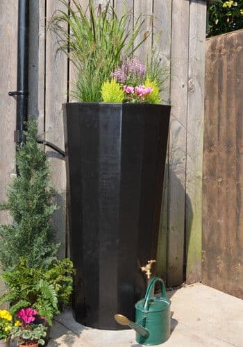 Black Metropolitan Water Butt Planter - 255 Litre