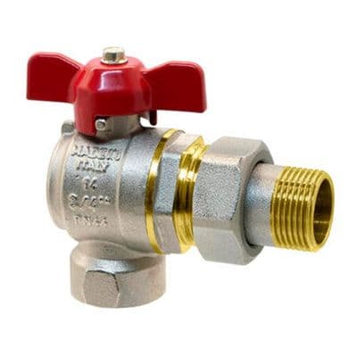 Brass Angle Pattern Ball Valve  Male Union End