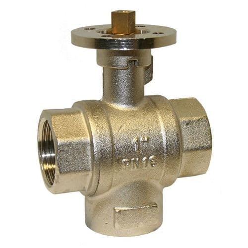 Brass Ball Valve  3 Way  L Port Diverter  ISO Top