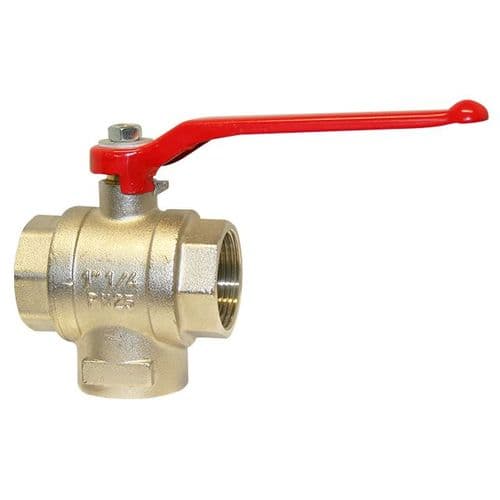 Brass Ball Valve  3 Way  T Port Diverter  180 Degree Operation