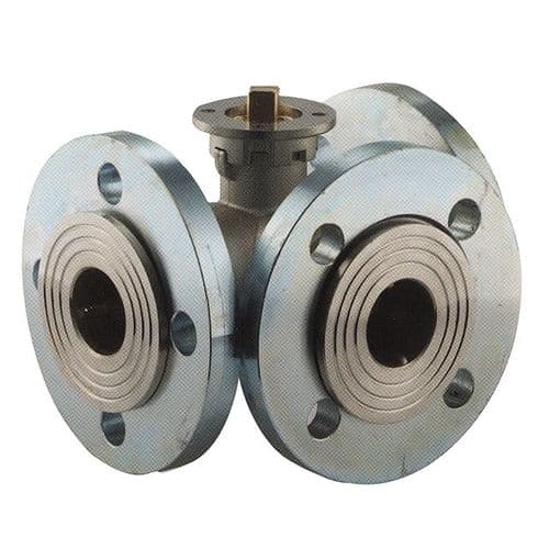 Brass Ball Valve  3 Way  T Port  Rotating Flanges  ISO Top PN16