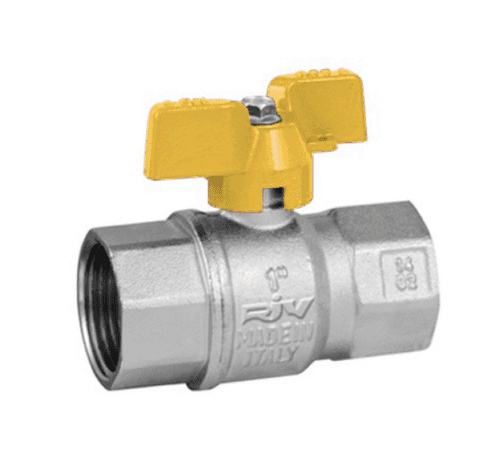 Brass Ball Valve  BSI Gas Approved  Yellow Butterfly Handle