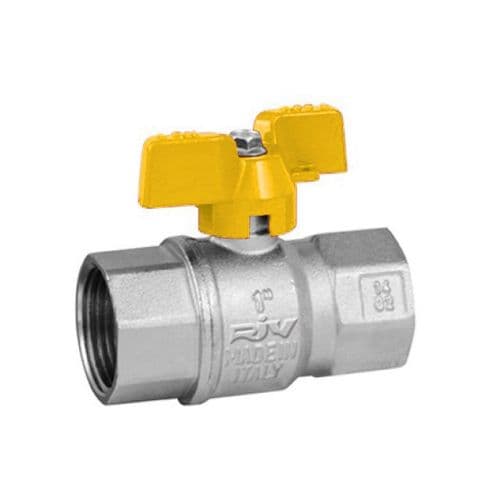 Brass Ball Valve  BSI Gas Approved  Yellow Butterfly Handle  Rated from PN40 to PN32