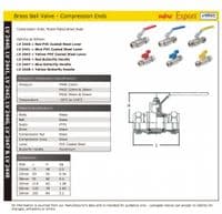 Brass Ball Valve  Compression Ends  Blue Butterfly Handle