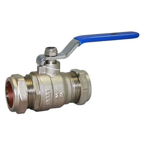 Brass Ball Valve  Compression Ends  Blue Lever