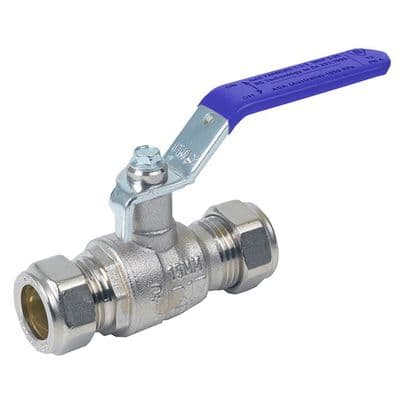 Brass Ball Valve  Compression Ends  Blue Lever  RIV
