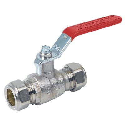 Brass Ball Valve  Compression Ends  Red Lever  RIV