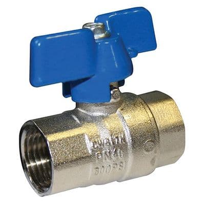 Brass Ball Valve  Standard Pattern  Blue Butterfly Handle  WRAS Approved