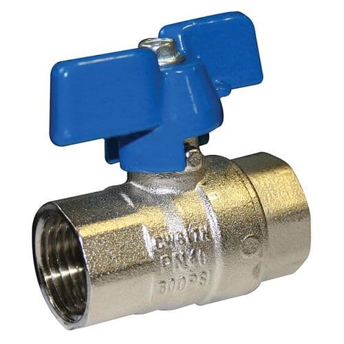 Brass Ball Valve  Standard Pattern  Blue Butterfly Handle  WRAS Approved
