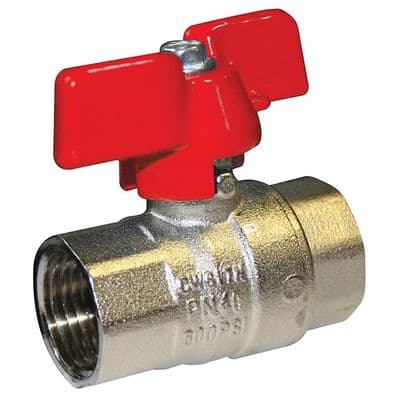 Brass Ball Valve  Standard Pattern  Red Butterfly Handle  WRAS Approved
