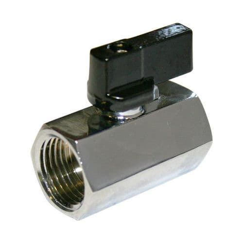 Brass Mini Ball Valve  Female x Female BSPP  Black Short Handle