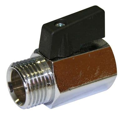 Brass Mini Ball Valve  Male x Female  Chromed Finish  WRAS Approved