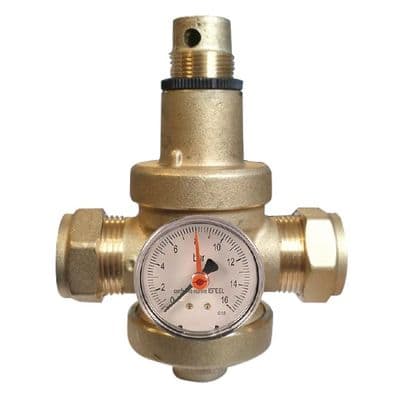 Brass Pressure Reducing Valve with Gauge