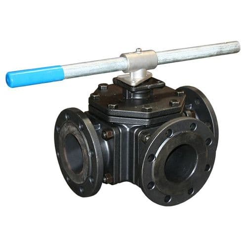 Carbon Steel 3 Way Ball Valve  T Port  ISO Top
