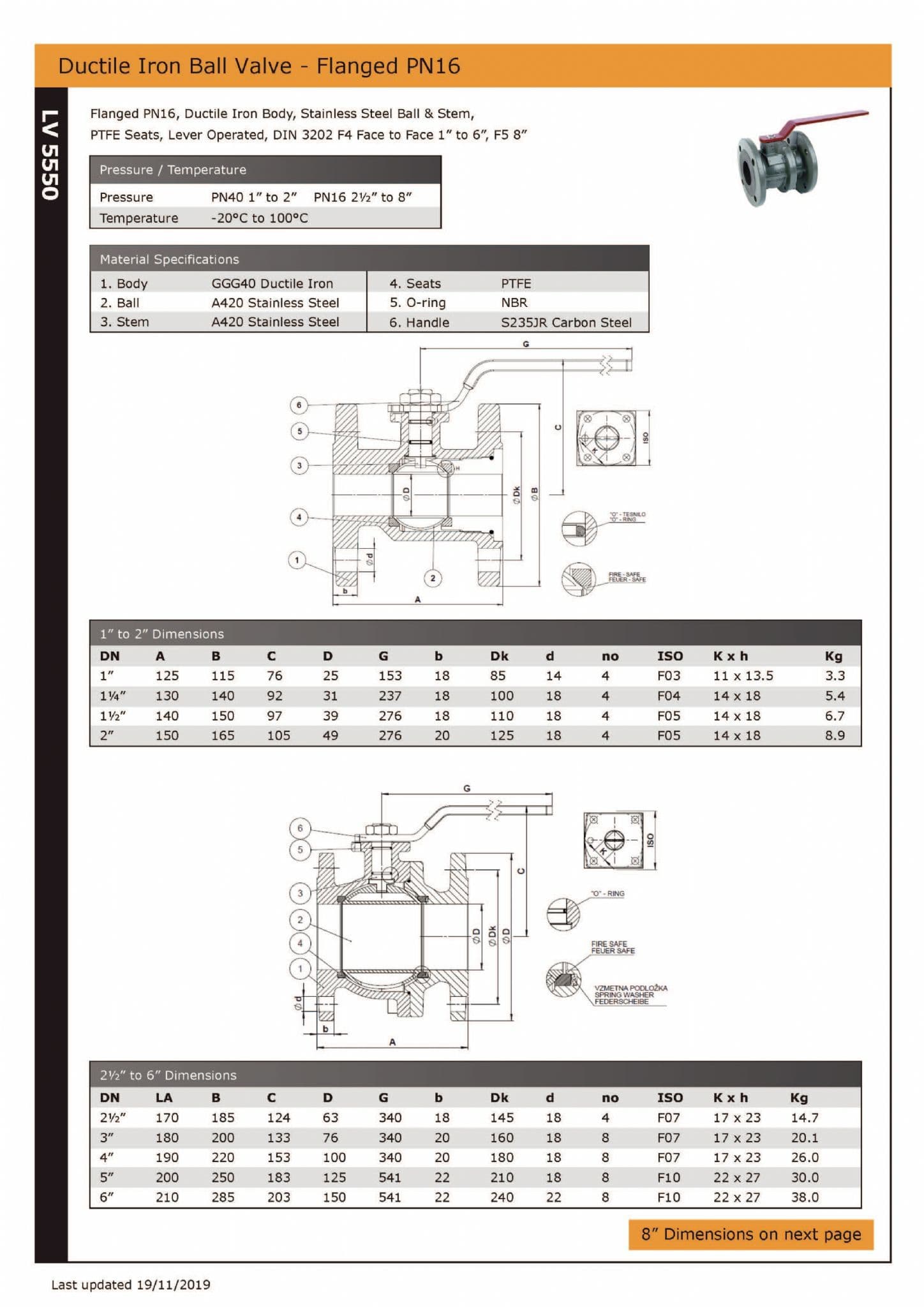 Ductile Iron Ball Valve Flanged PN16